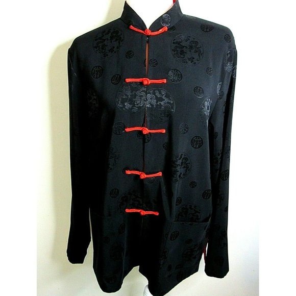 Grace Chuang New York Jackets & Blazers - GRACE CHUANG NEW YORK Red/Black Silk Reversible Kimono Style Jacket/Blazer SZ M